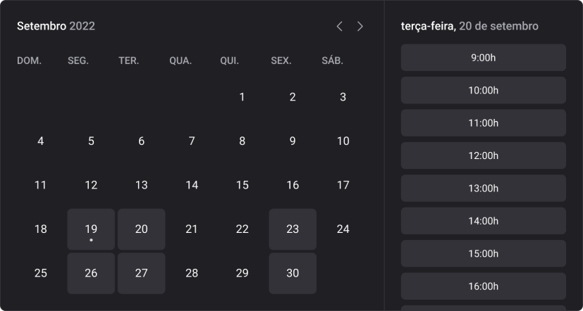 calendario simbolizando a aplicação em funcionamento